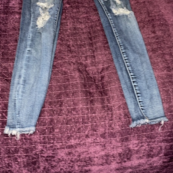 Aeropostale High Rise Curvey Jeggings size 0 blue distressed denim jeans - Picture 5 of 10